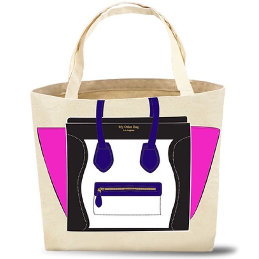 Chic Canvas Tote with Purple and Pink Accents